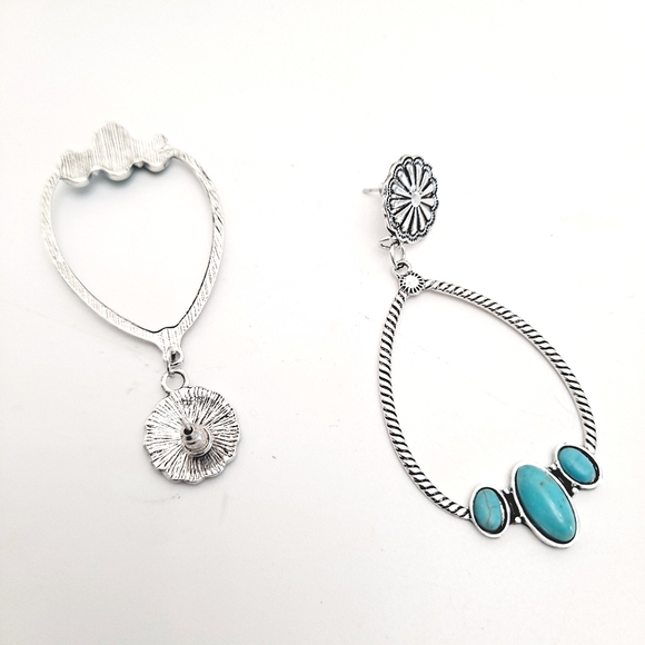 Western Silver Turquoise beaded hoop earrings 2/$30 - Picture 5 of 15